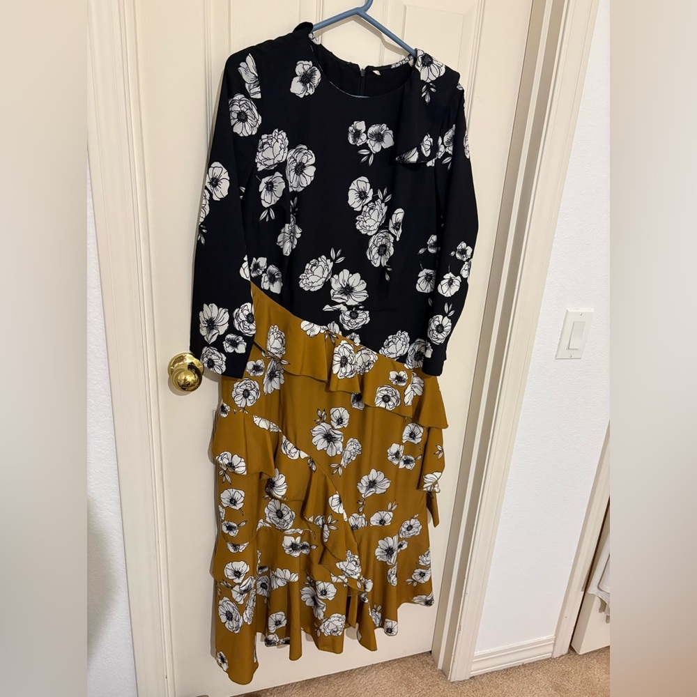 Floral Black and Mustard Maxi Dress